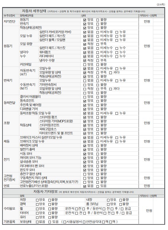 Детальное состояние автомобиля