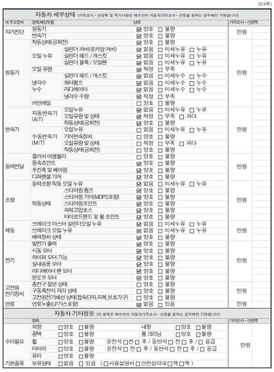 Детальное состояние автомобиля
