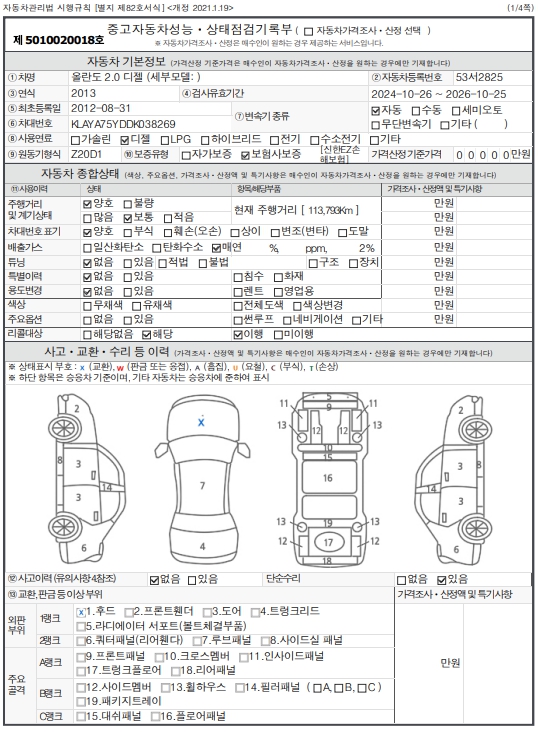 Основная информация и общее состояние / история аварий и ремонтов
