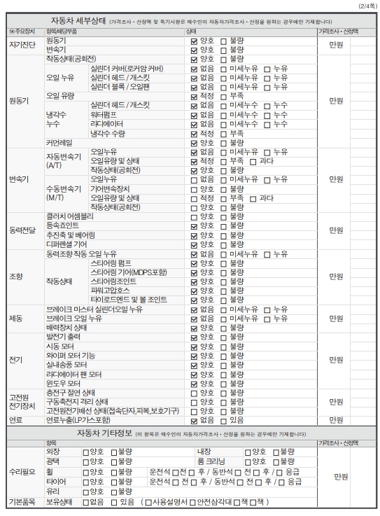 Детальное состояние автомобиля