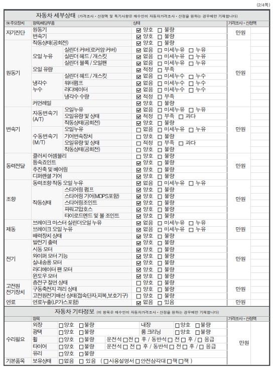 Детальное состояние автомобиля