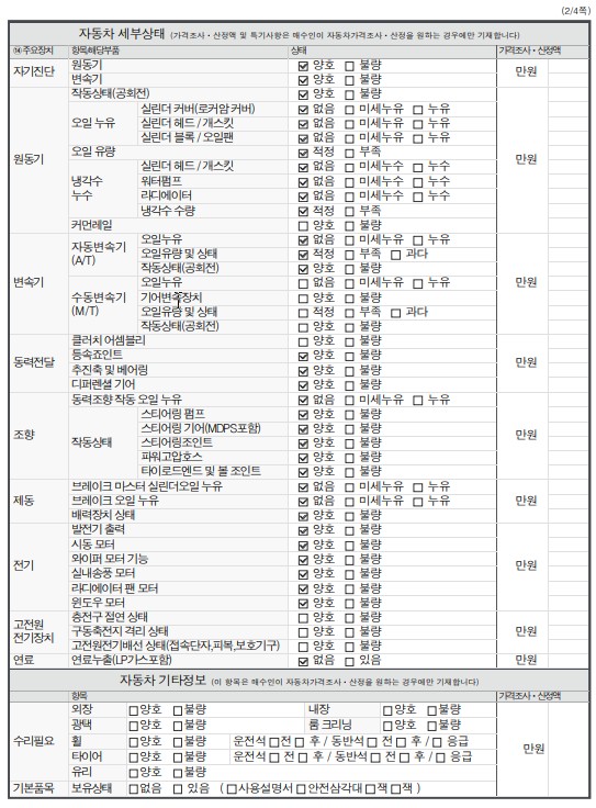 Детальное состояние автомобиля