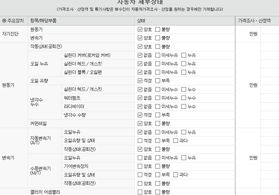 Подробное состояние автомобиля и другая информация