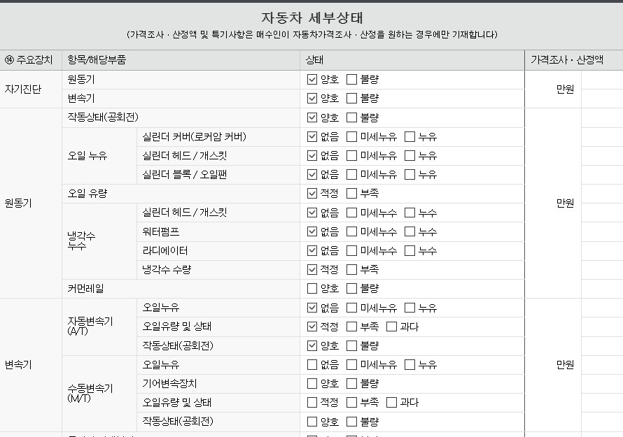 Подробное состояние автомобиля и другая информация