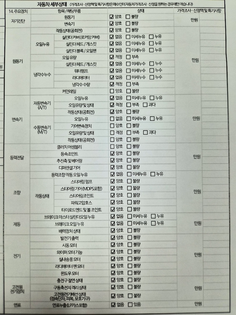 Детальное состояние автомобиля
