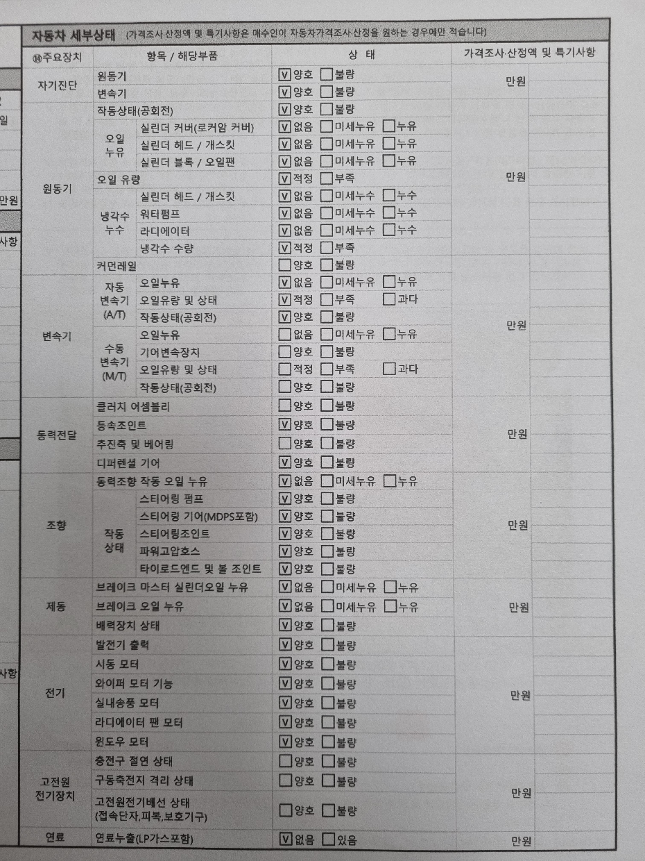 Детальное состояние автомобиля