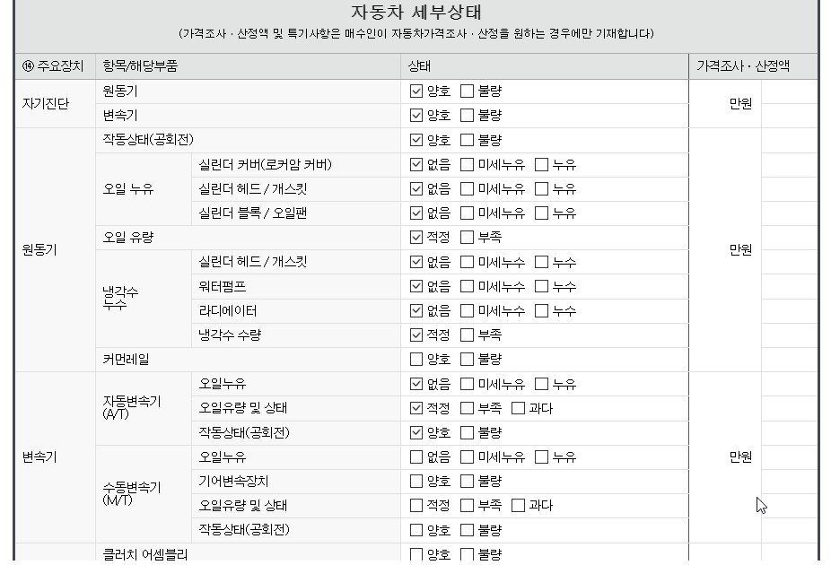 Подробное состояние автомобиля и другая информация