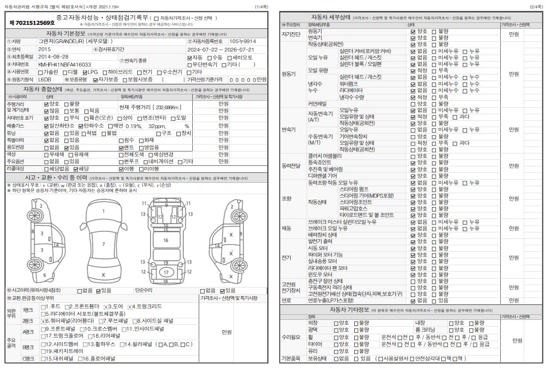 Основная информация и общее состояние / история аварий и ремонтов