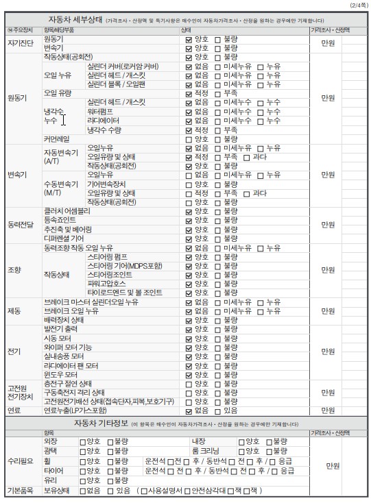 Детальное состояние автомобиля