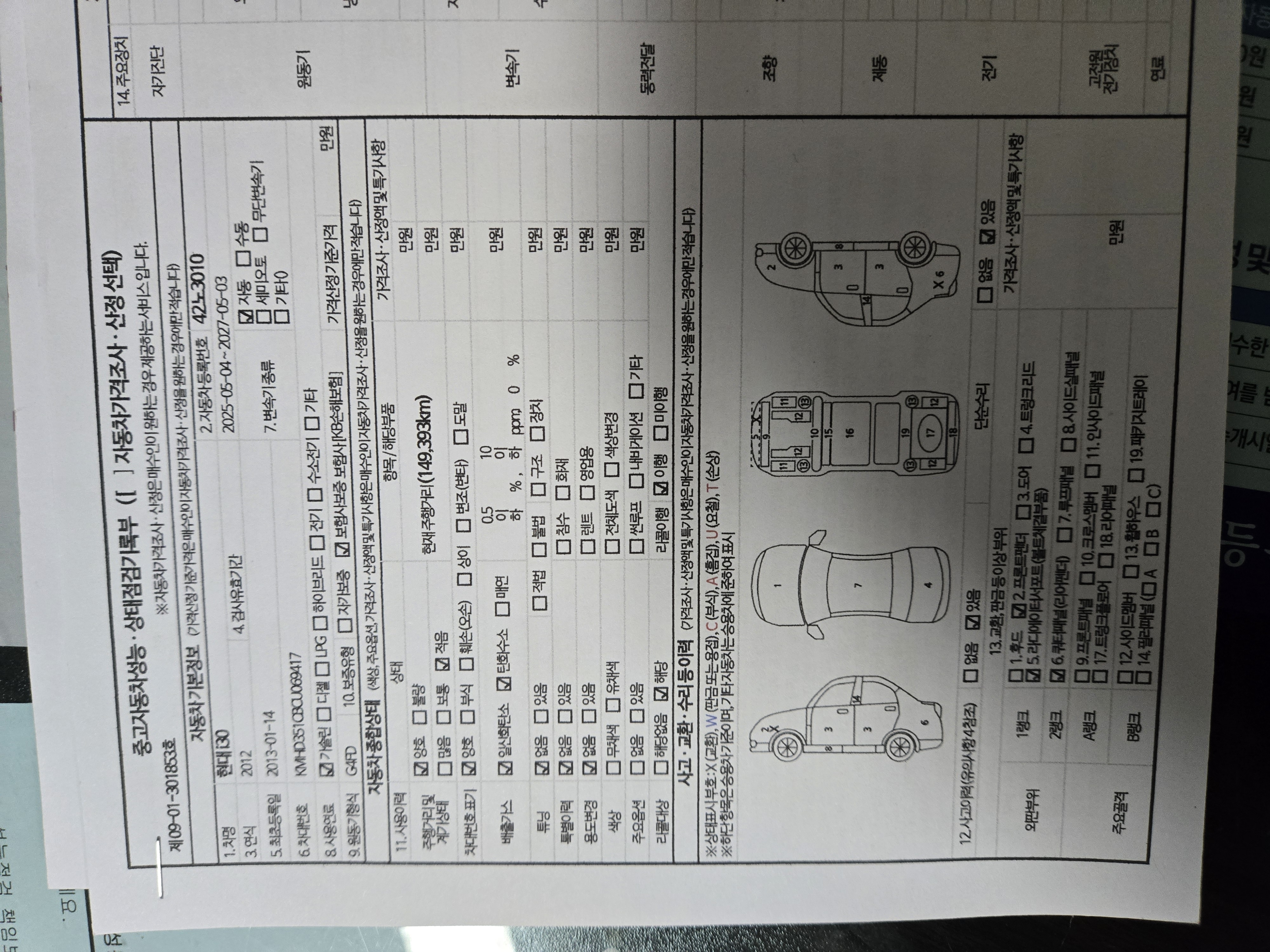 Детальное состояние автомобиля