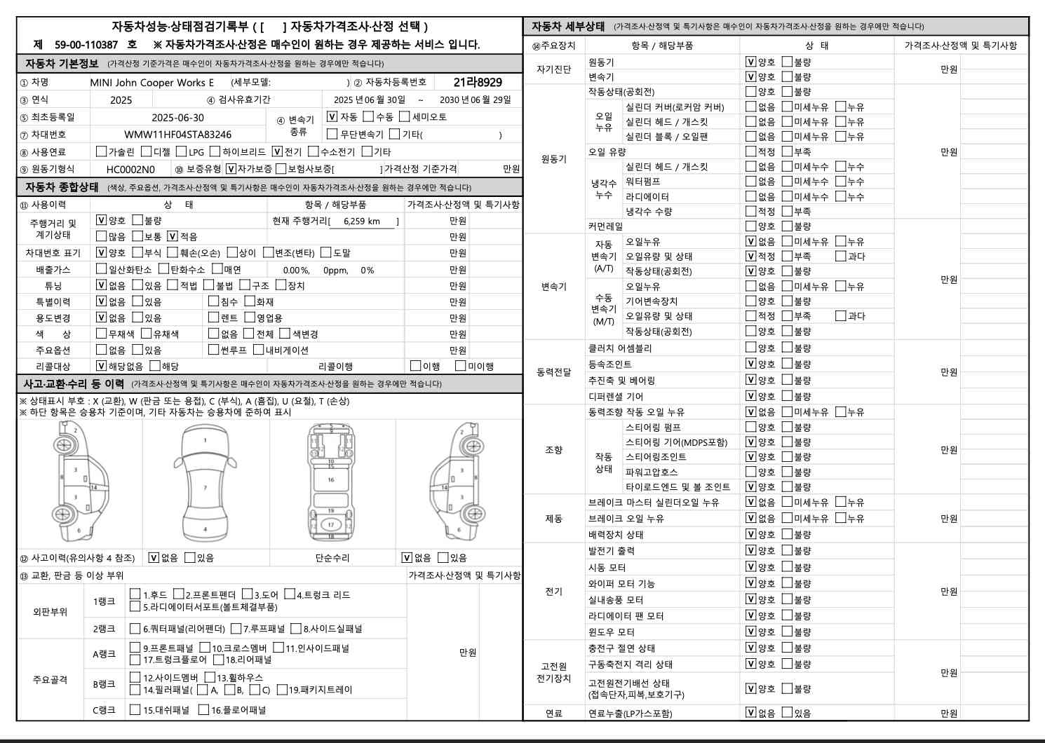 Детальное состояние автомобиля