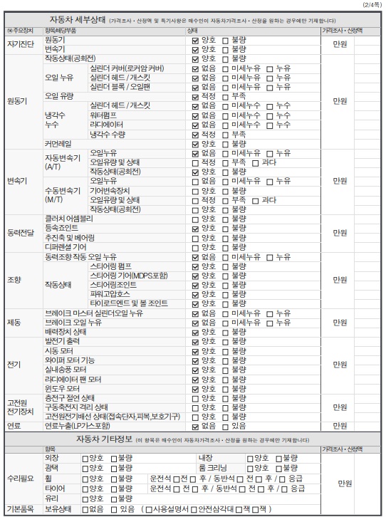 Детальное состояние автомобиля