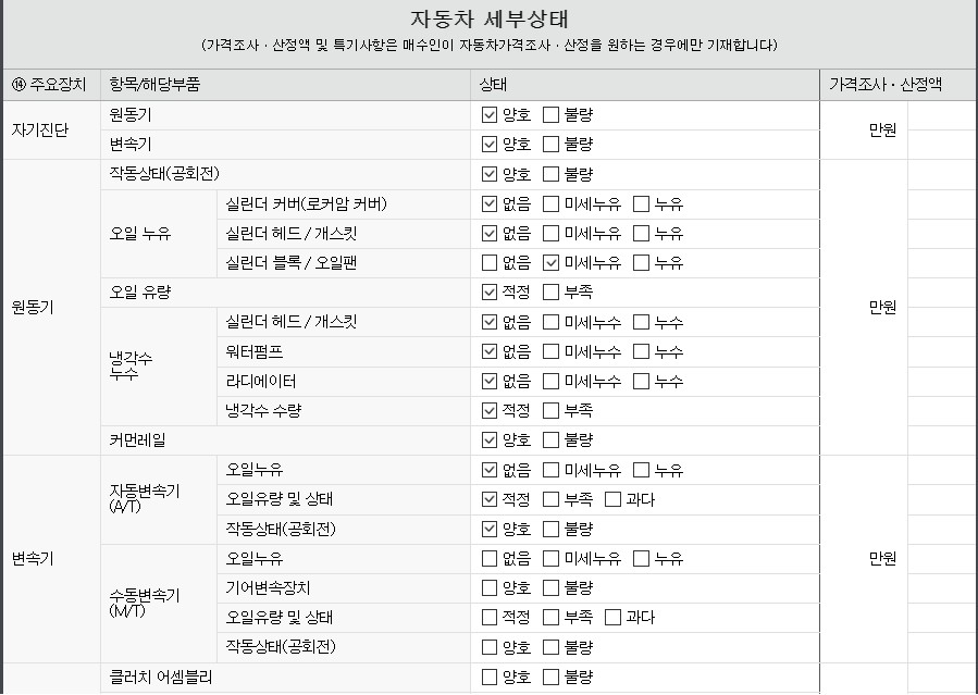 Подробное состояние автомобиля и другая информация
