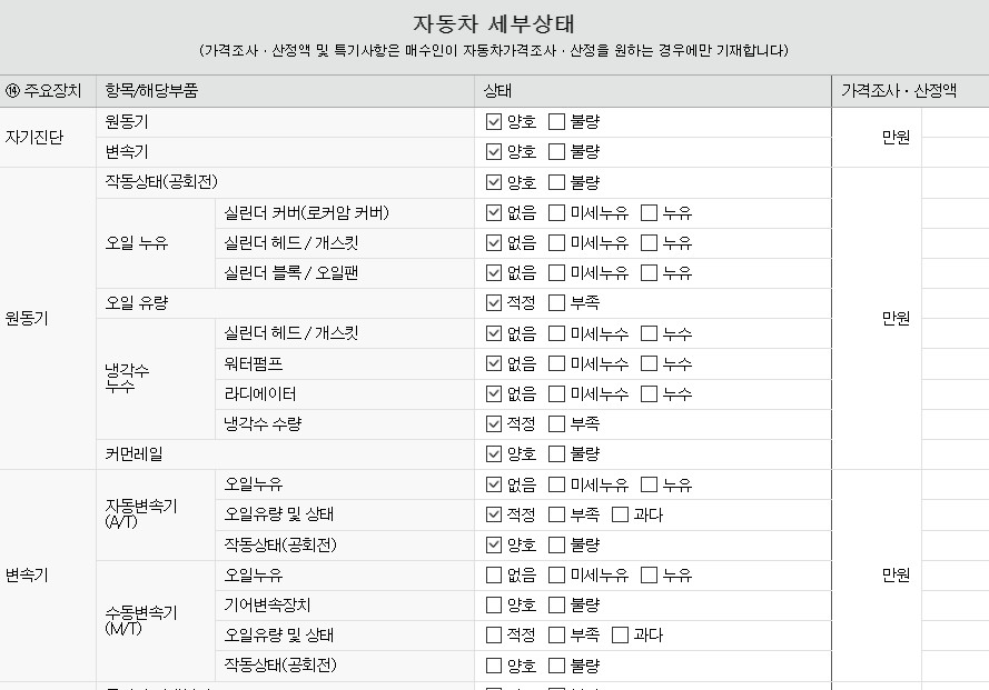 Подробное состояние автомобиля и другая информация