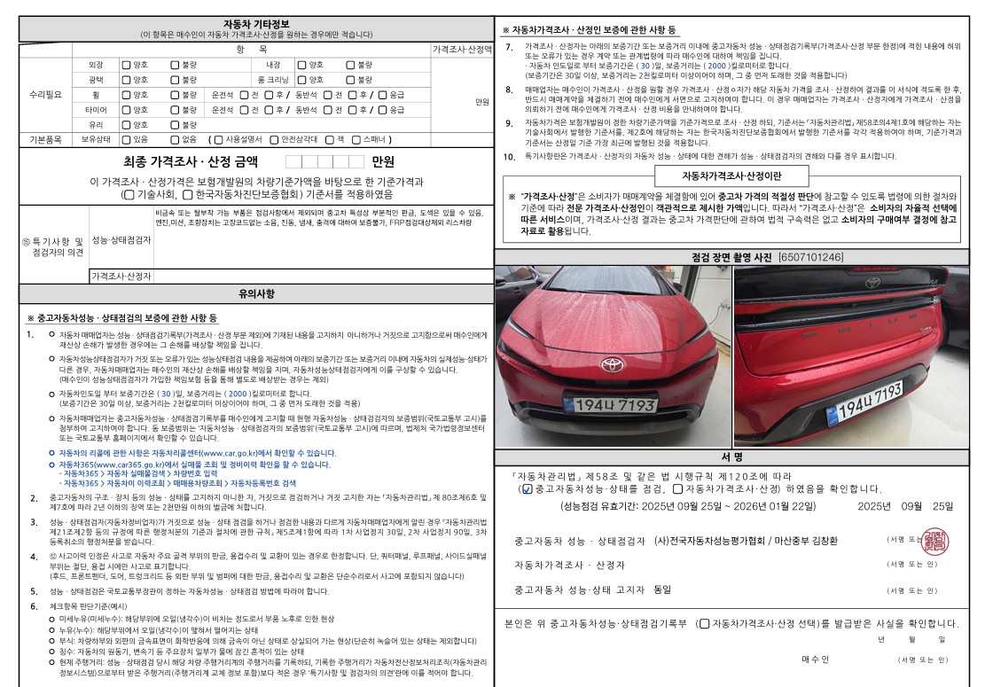 Детальное состояние автомобиля