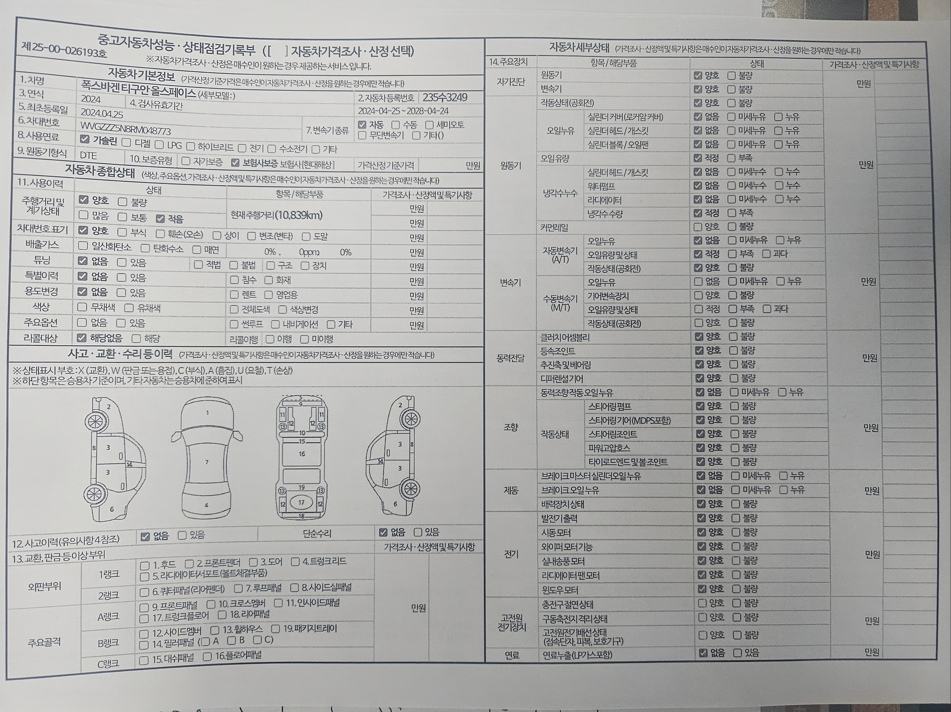 Основная информация и общее состояние / история аварий и ремонтов