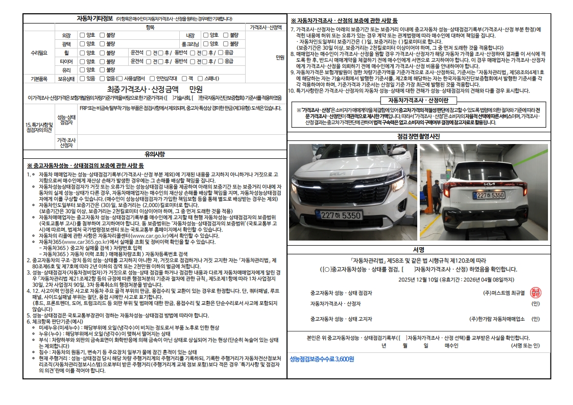 Детальное состояние автомобиля