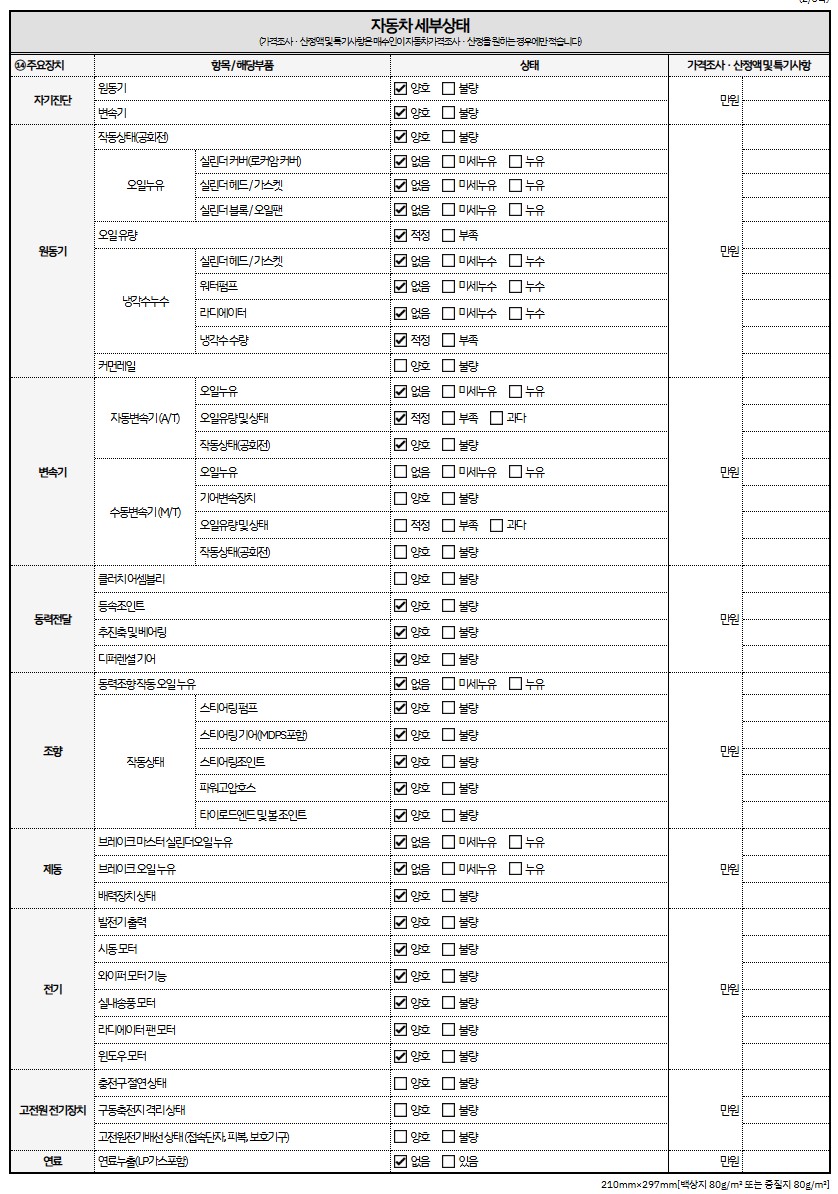 Детальное состояние автомобиля