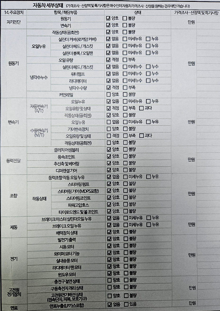 Детальное состояние автомобиля