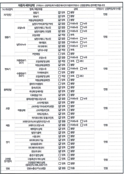 Детальное состояние автомобиля