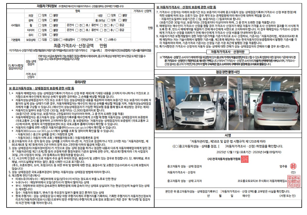 Детальное состояние автомобиля