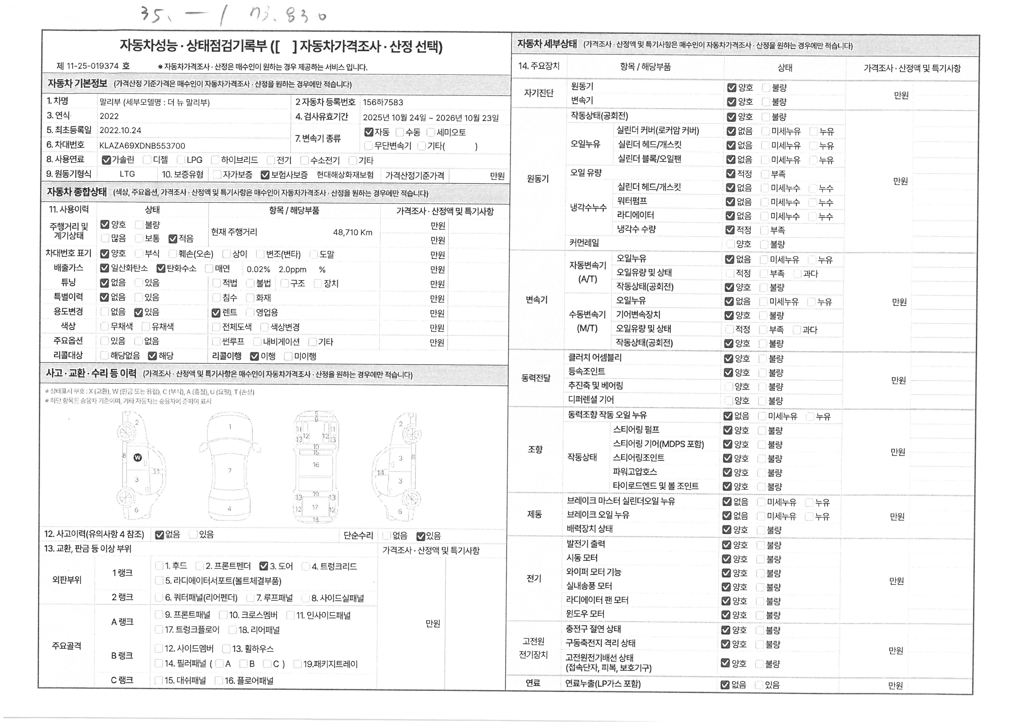 Основная информация и общее состояние / история аварий и ремонтов
