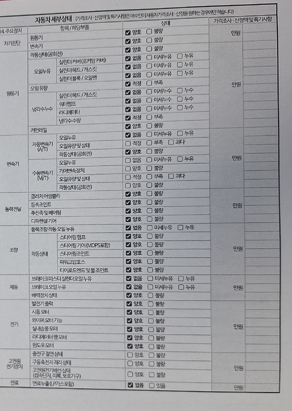 Детальное состояние автомобиля