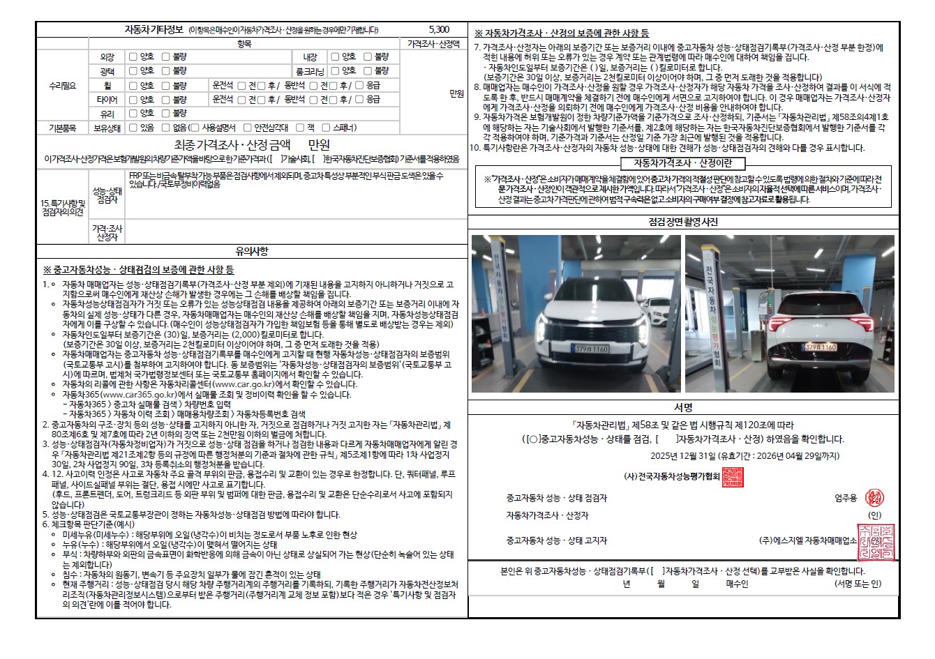 Детальное состояние автомобиля