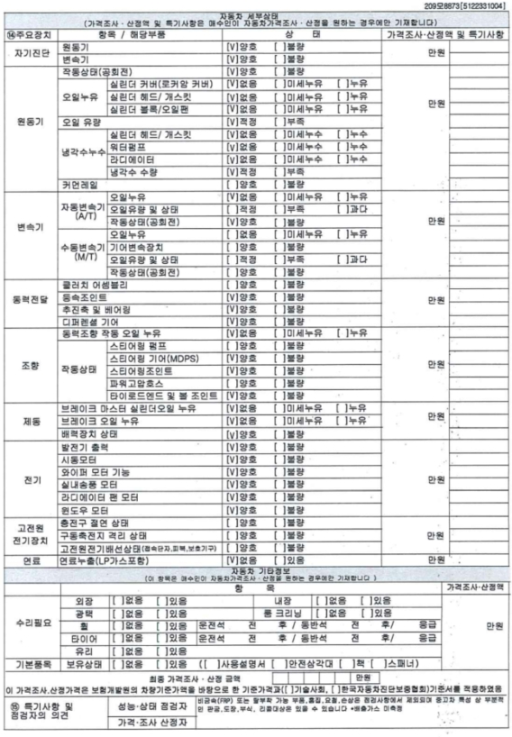Детальное состояние автомобиля