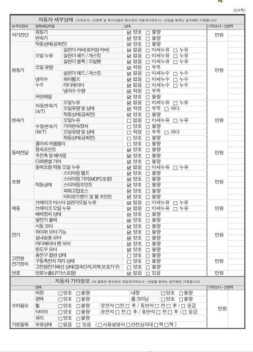 Детальное состояние автомобиля