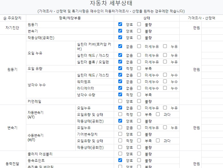 Подробное состояние автомобиля и другая информация