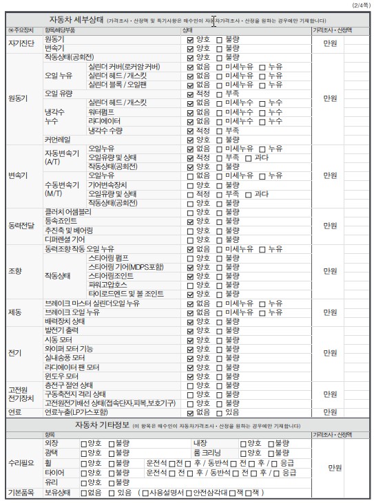 Детальное состояние автомобиля
