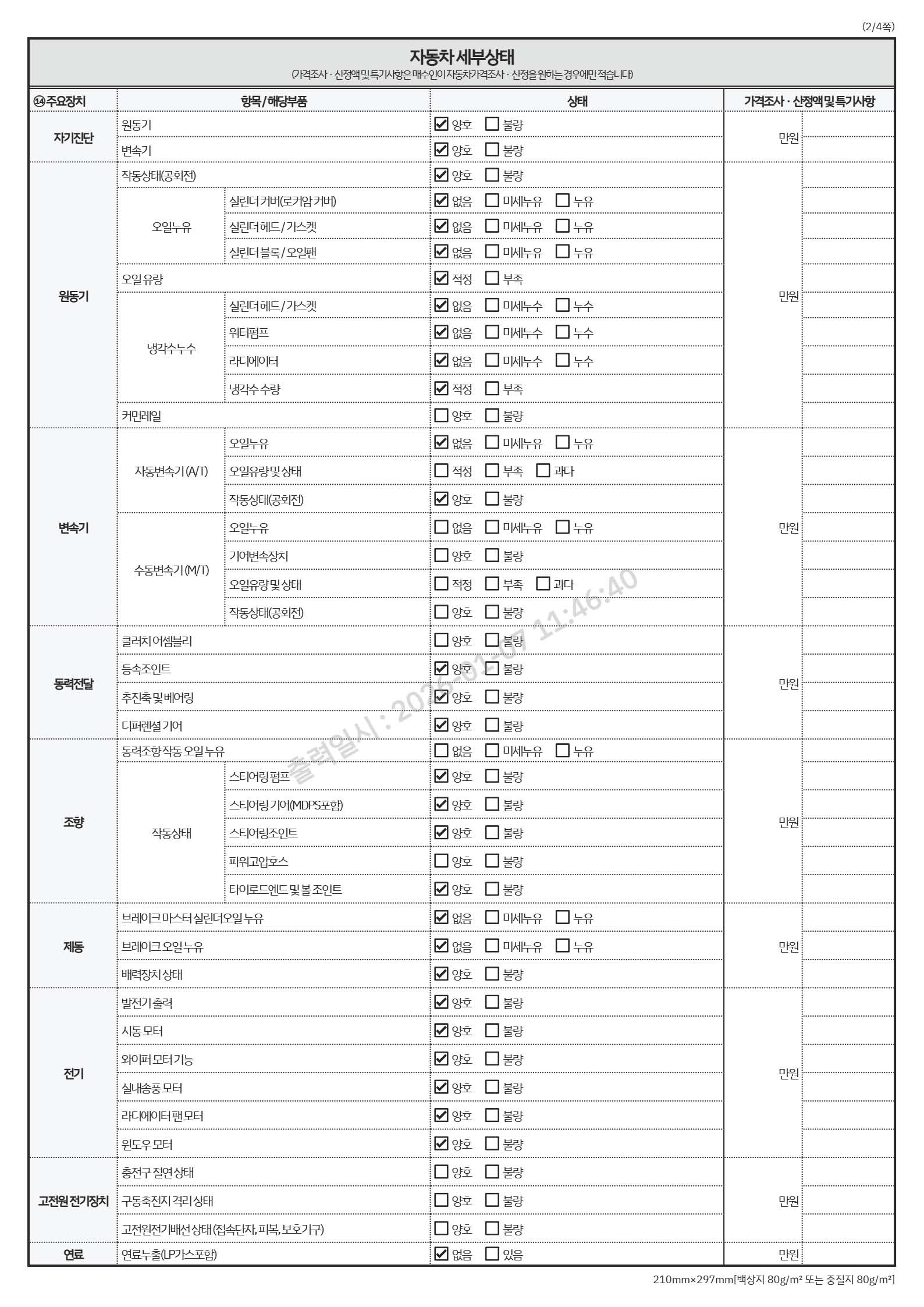 Детальное состояние автомобиля