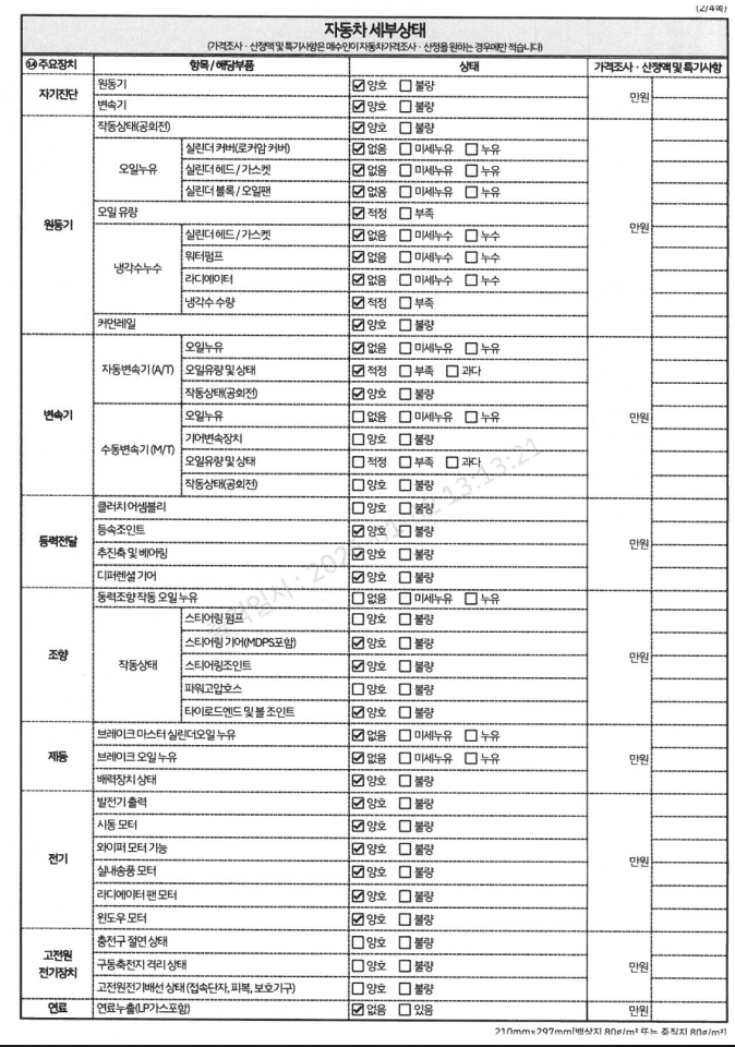 Детальное состояние автомобиля