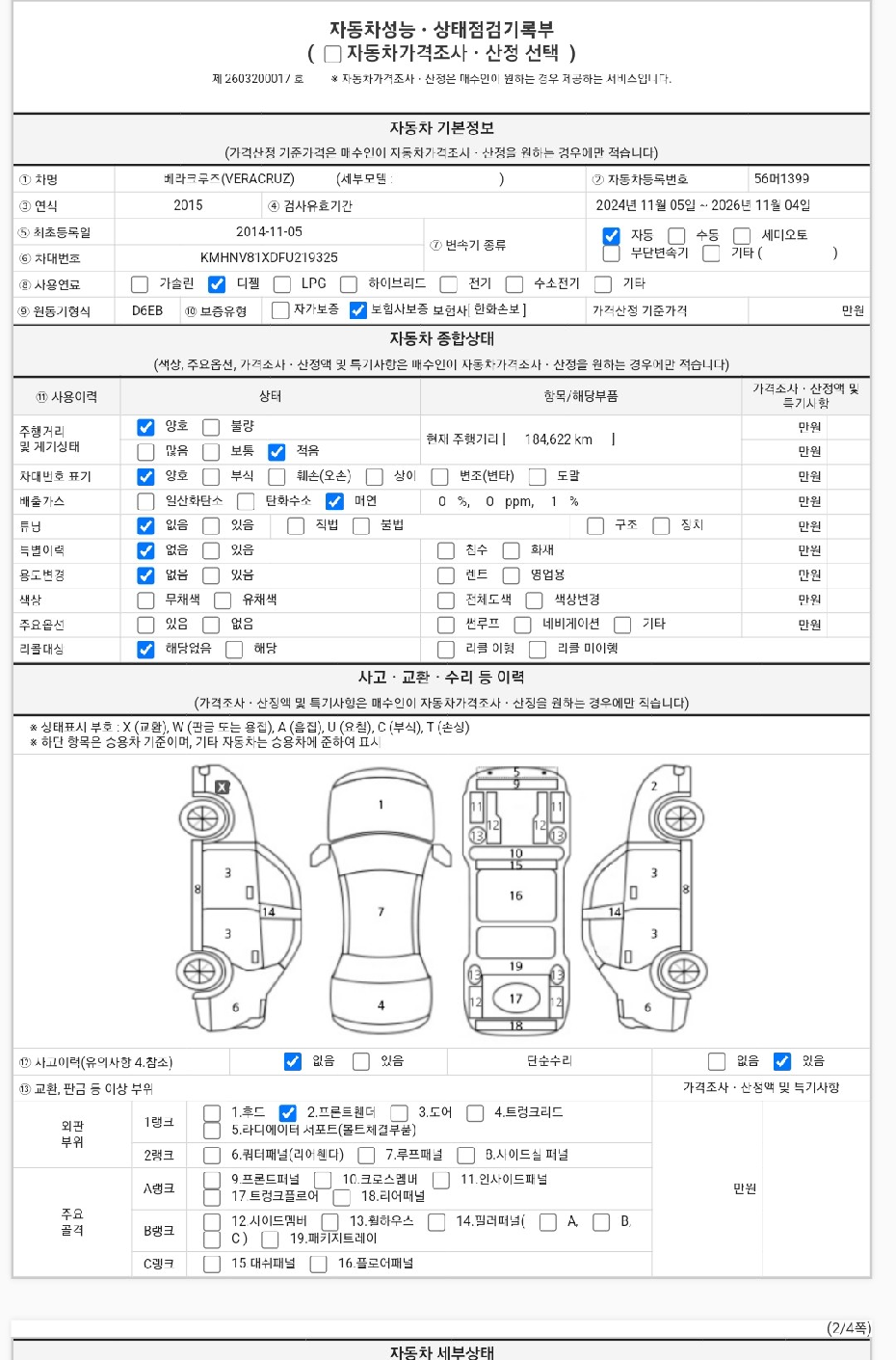 Основная информация и общее состояние / история аварий и ремонтов