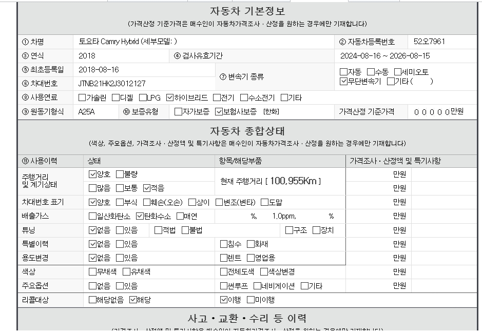 Основная информация и общее состояние / история аварий и ремонтов