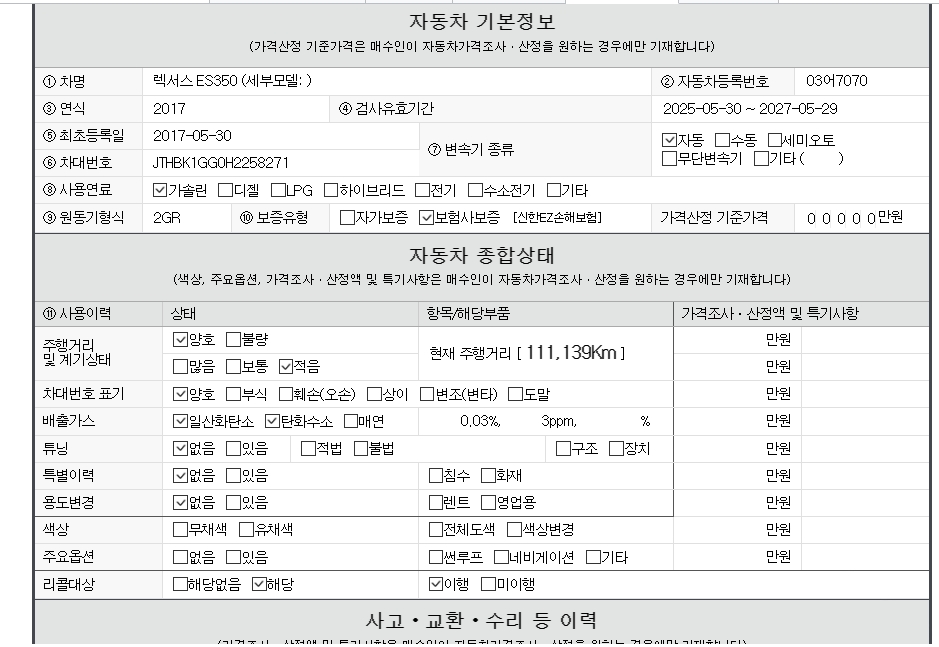 Основная информация и общее состояние / история аварий и ремонтов