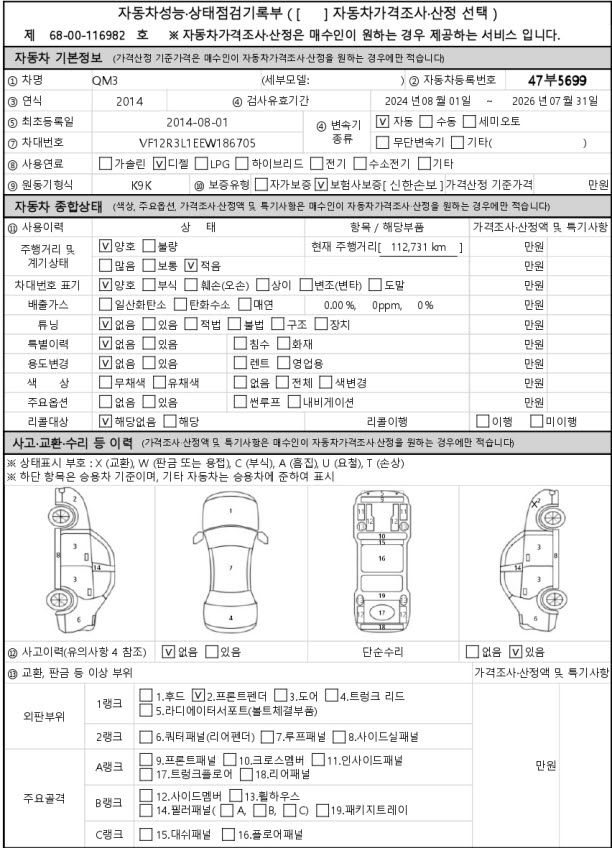 Основная информация и общее состояние / история аварий и ремонтов