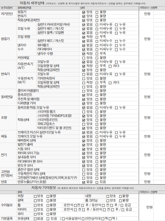 Детальное состояние автомобиля