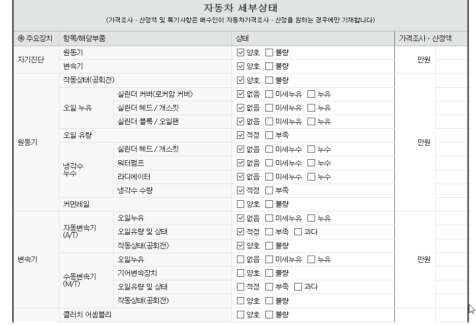 Подробное состояние автомобиля и другая информация