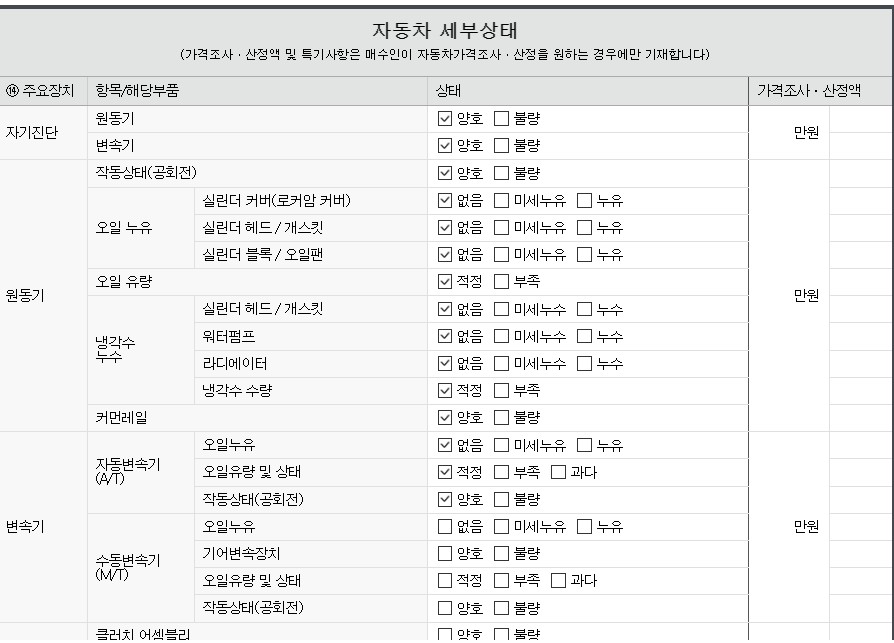 Подробное состояние автомобиля и другая информация