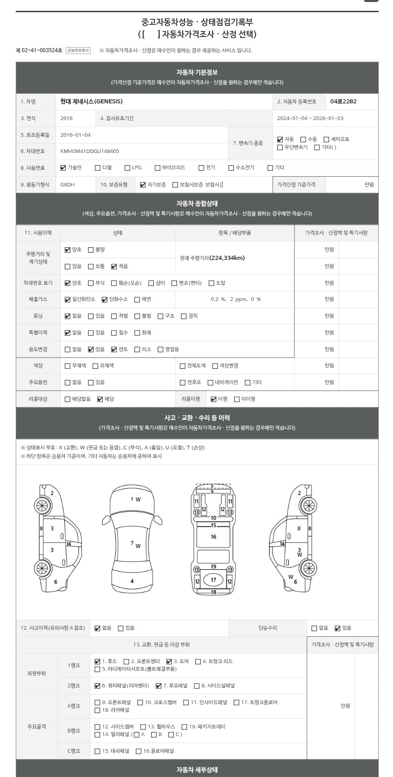 Основная информация и общее состояние / история аварий и ремонтов