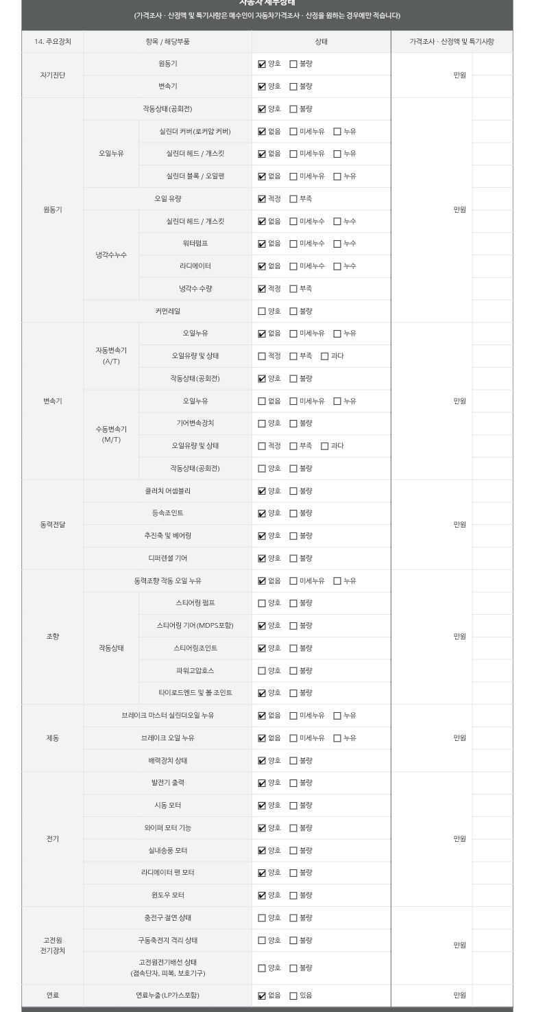 Детальное состояние автомобиля