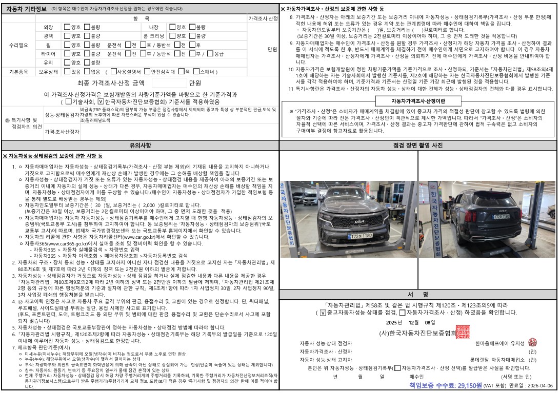 Детальное состояние автомобиля