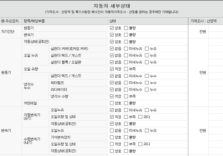 Подробное состояние автомобиля и другая информация