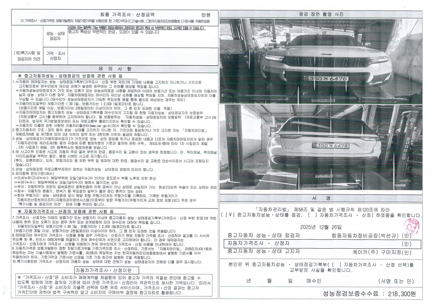 Детальное состояние автомобиля