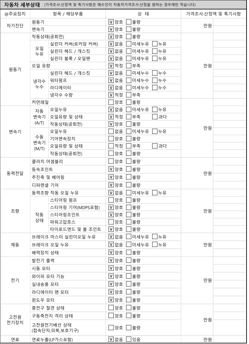 Детальное состояние автомобиля