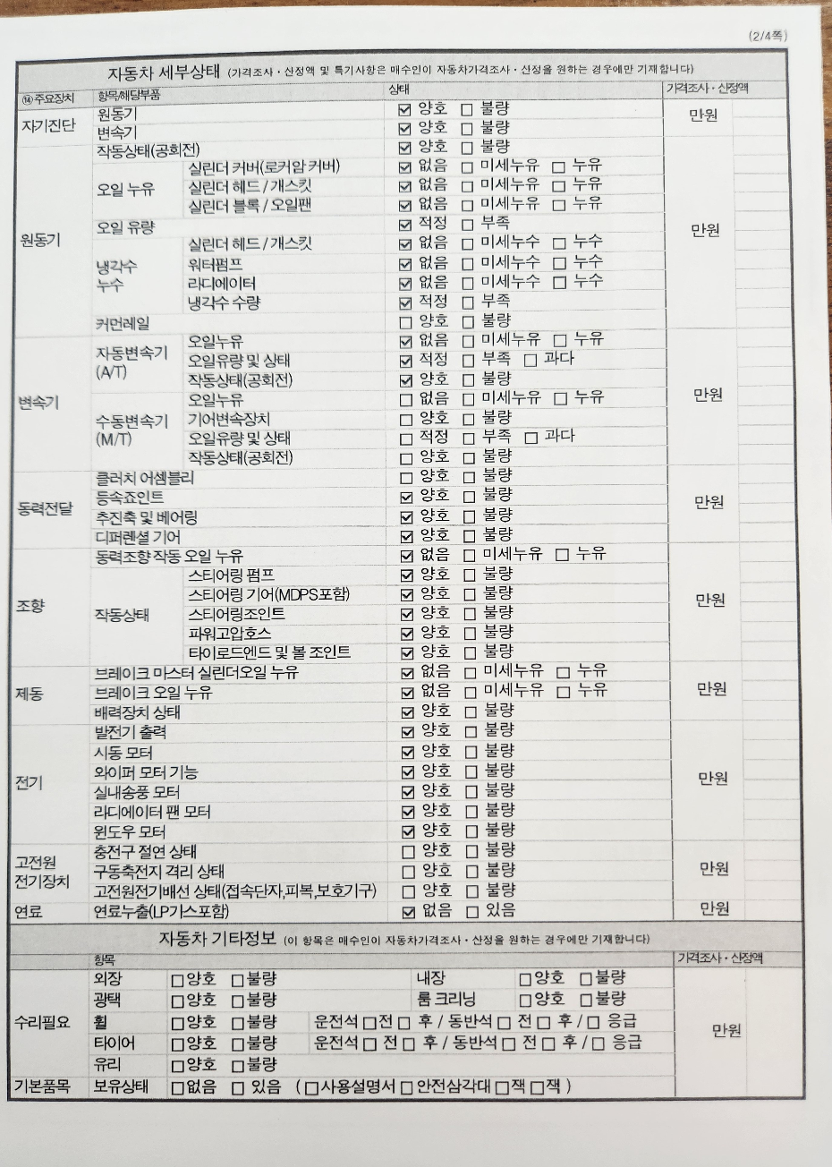 Детальное состояние автомобиля