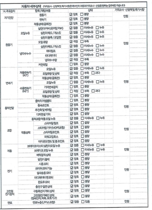 Детальное состояние автомобиля