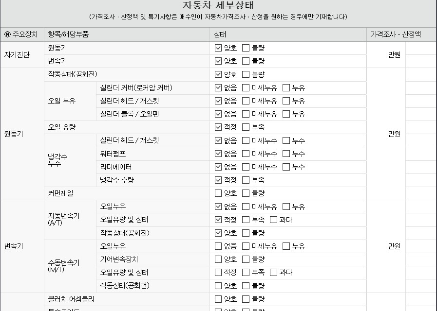 Подробное состояние автомобиля и другая информация